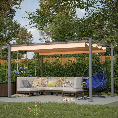 LOVMOR 10' x 13' Aluminum Patio Pergola with Retractable Pergola Canopy