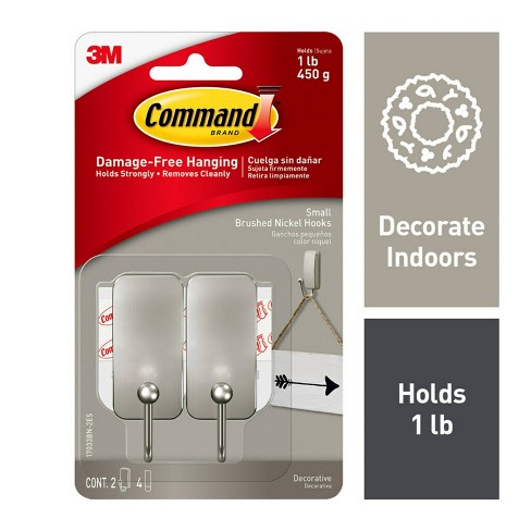 Command Small Brushed Nickel Hooks : Target