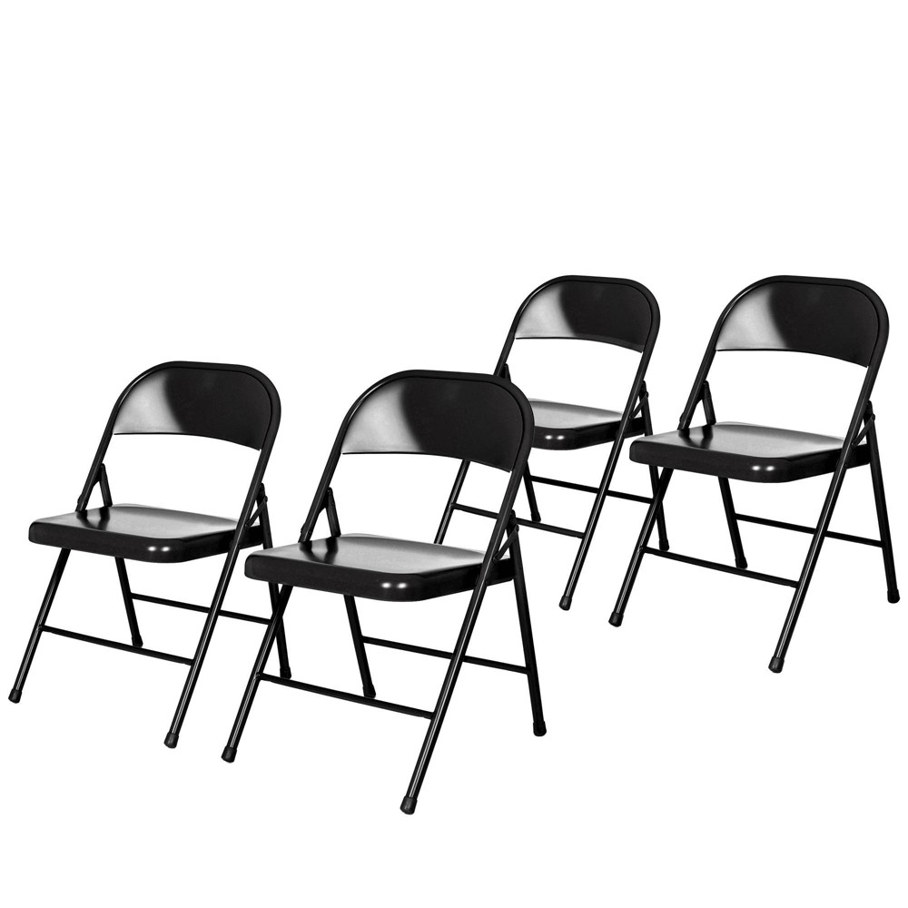 Photos - Computer Chair Set of 4 All Steel Folding Chairs Black - Hampden Furnishings