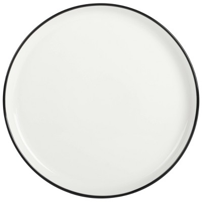 Oslo White Porcelain Dinnerware Set with Black Rim, Service for 4