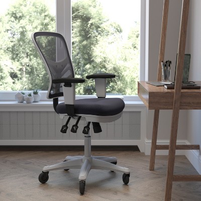 Gray Mesh Swivel Task Chair with Adjustable Arms