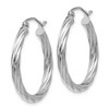 Black Bow Jewelry 3.25mm x 26mm Polished 14k White Gold Twisted Round Hoop Earrings - 2 of 4