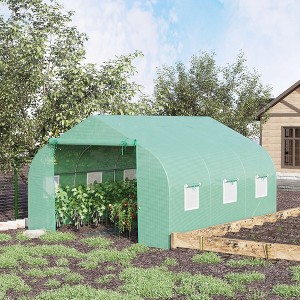 NicBex 12'x10'x7' Walk-in Tunnel Greenhouse with Roll-up Windows and Zippered Door, PE Cover for Growing Flowers, Herbs, Vegetables, Saplings, Green - 1 of 4