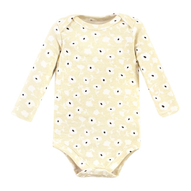 Hudson Baby Infant Girl Cotton Long-Sleeve Bodysuits, Cinnamon Hearts 5 Pack, 5 of 8