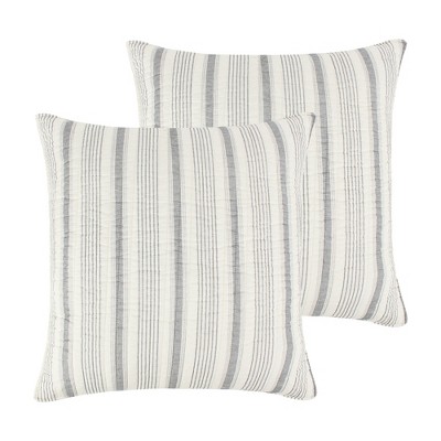 Rochelle Stripe Grey Quilted Euro Sham - 2pk - Levtex Home