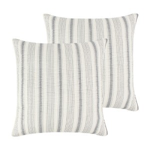 Rochelle Stripe Grey Quilted Euro Sham - 2pk - Levtex Home - 1 of 3