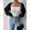 Women's Long Sleeve Open Front Knitted Crop Sweater Cardigan Drop Shoulder Knit Bolero Shrug - 4 of 4