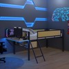 DOMETOUR Single metal loft bed with desk, LED lights, storage shelves, hanging compartments, safety guard, ladder, no box spring required - 3 of 4