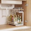 Boersma Adjustable Height 2-Tier Metal Drawer Organizer – Under Sink Storage Rack with Sliding Baskets for Kitchen, Bathroom, Pantry，White - 3 of 4