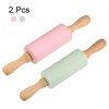 Unique Bargains Silicone Smooth Non-Stick Wooden Handle Kitchen Rolling Pin 2 Pcs - 3 of 4