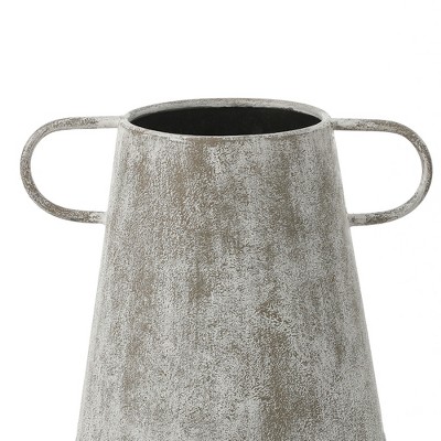 Set of 2 Distressed Blue and Gray Metal Vases