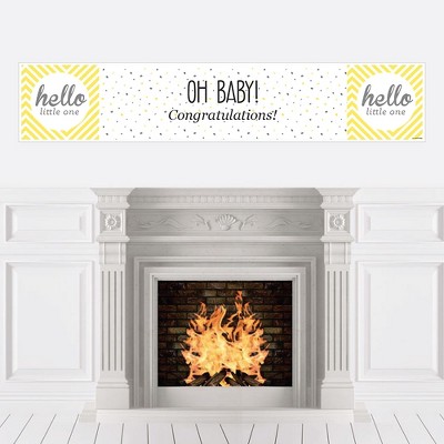 Big Dot of Happiness Hello Little One - Yellow and Gray - Neutral Baby Shower Decorations Party Banner