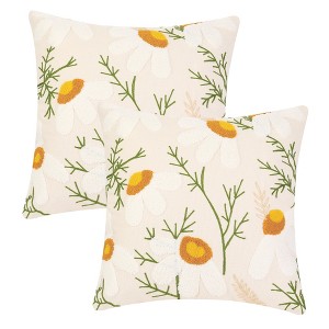 Unique Bargains Embroidered Floral Throw Floral Pattern Pillow Cases 2 Pcs - 1 of 4