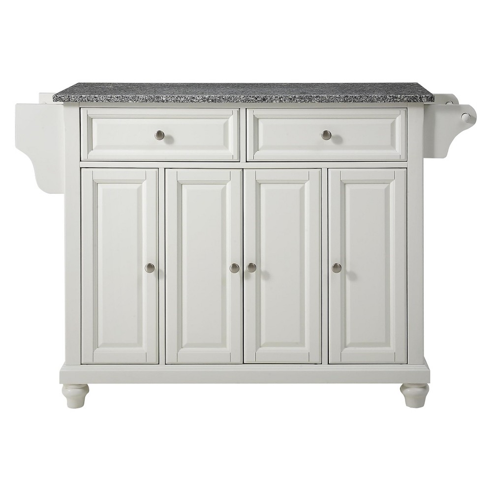 Cambridge Solid Granite Top Kitchen Island - White - Crosley: Storage, Towel Bar, Hardwood