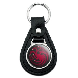 Game Of Thrones Targaryen Sigil Black Leather Keychain - 1 of 4