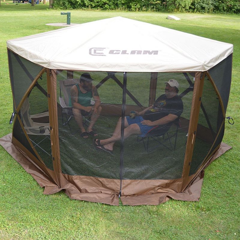 CLAM Quick-Set Outdoor Portable Escape Sky/Sky Camper Screened Gazebo Canopy Tent Rain Fly Tarp with Carry Bag, Cover Only, Tan, 5 of 8