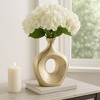 Sagebrook Home Ceramic Oval Vase - Contemporary Glam Abstract Cut-Out Vase Beaded - 3 of 4