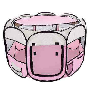 Pet Adobe Portable Pop-Up Pet Play Pen with Carrying Bag - Pink
