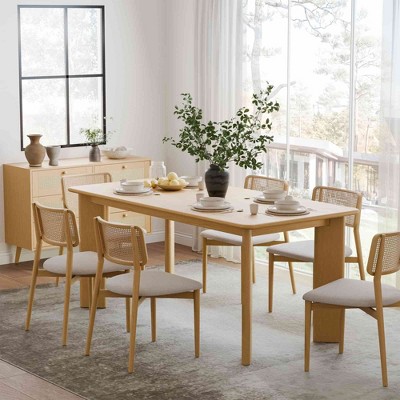Lirago  Solid Wood Rectangular Dining Table for 6 People Nordic style 67*33.5 Natural