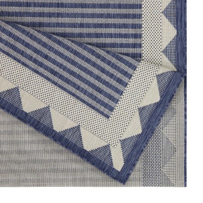 Outdoor Rugs for Living Rooms, Patios, Decks, Entryways, Camping, RV, Picnics, Three Sizes Available, Blue Horizontal Stripe