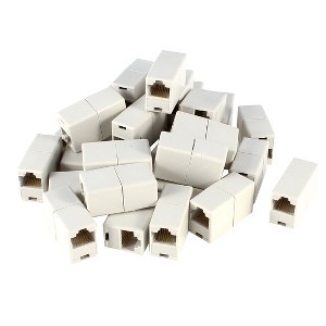 Unique Bargains Grey White Double Connector RJ45 F/F Modular Network Coupler Adapter 20 Pcs - 1 of 4