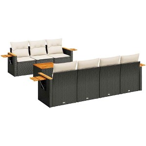 vidaXL 8 Piece Patio Sofa Set with Cushions - Black and Cream - 1 of 4