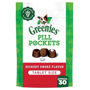 Greenies Pill Pockets Tablet Size Chicken Hickory Smoke Flavor Chewy Dog Treats - 3.2 oz/30ct - 1 of 4