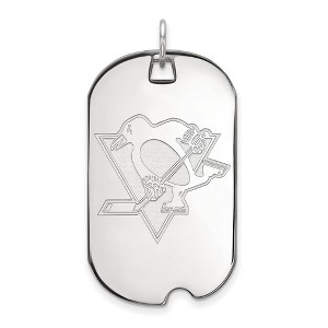 Black Bow Jewelry 10k White Gold Pittsburgh Penguins NHL Large Pendant - 1 of 3