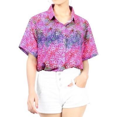 HAPPY BAY Hawaiian Shirts Womens Casual Summer Button Down Beach Party Collared Blouses Short Sleeve Vacation Tee Shirts for Women