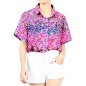 HAPPY BAY Hawaiian Shirts Womens Casual Summer Button Down Beach Party Collared Blouses Short Sleeve Vacation Tee Shirts for Women - 1 of 4