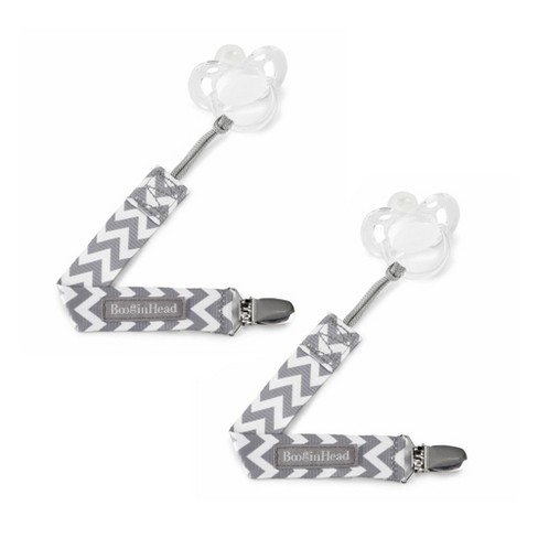 BooginHead 2pk PaciGrip Pacifier Clip Holder - Gray Chevron