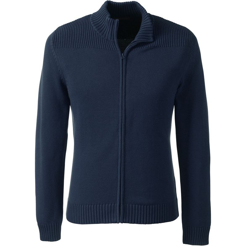 Lands' End School Uniform Men's Cotton Modal Zip Front Cardigan Sweater, 1 of 3