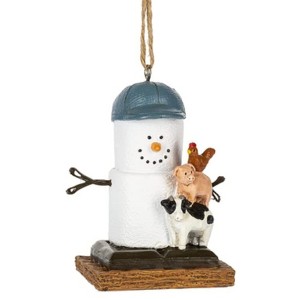 Ganz S'mores Resin Holiday Ornament, Farmer Snowman - 1 of 1