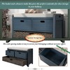 Storage Bench with Removable Basket and 2 Drawers, Fully Assembled Shoe Bench with Removable Cushion (Navy) - 3 of 4