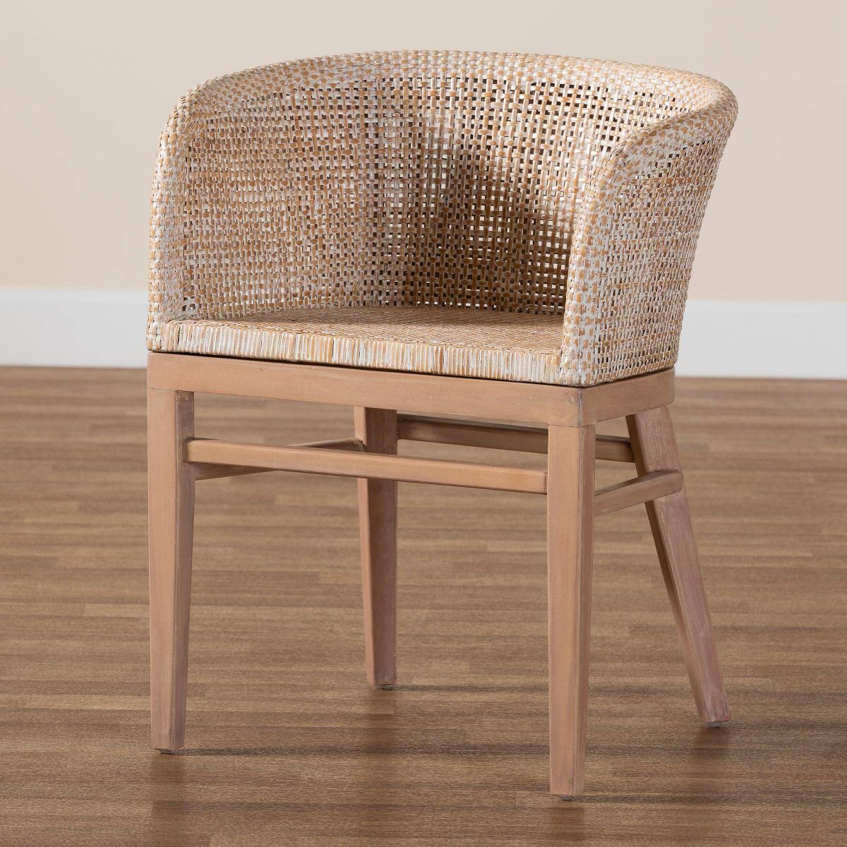 bali & pari Papua Rattan Dining Chair: Mahogany Frame, Bohemian Design, Rounded Backrest - thumbnail 9