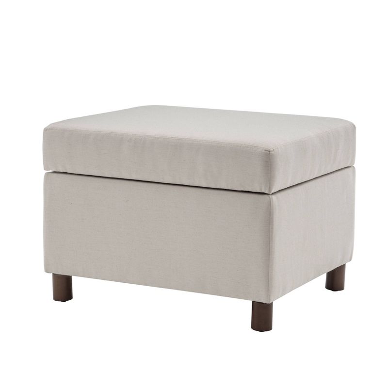 25" Wide Rectangle Storage Ottoman with Wood Legs and Hinged Lid - WOVENBYRD, 6 of 17