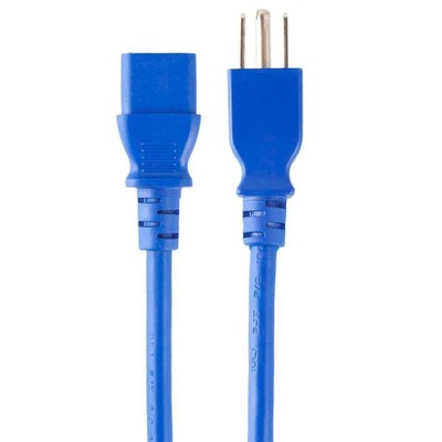 Monoprice Power Cable / Cord - 1 Feet - Blue | 18AWG 3 Conductor PC Power Connector Socket 10A (NEMA 5-15P to IEC 60320 C13)