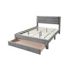 Royal Hampton Queen Size Bed w Storage Drawer, Light Gray Corduroy Upholstery - 3 of 4