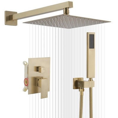 10 Inch Square Bathroom Shower Combo Set In Polished Chrome