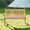 OBOKATA Outdoor Garden Bench with Curved Backrest & Arch Armrest, Patio Bench, All Weather Teak Wood 2-Person Park Bench for Yard, Lawn - 2 of 4