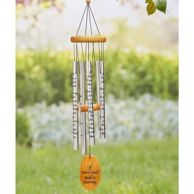 Lakeside Memorial 33" Wind Chimes with Wooden Sentiment Wind Catcher