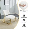 25"W Metal Legs Rocking Chair Upholstered in Teddy/PU Fabric, Comfortable Side Chairs 4S - ModernLuxe - 4 of 4