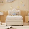 Coolmee Twin/Full Upholstered LED Bed Frame with Storage Drawers, Girls Bed with Flower Headboard, Boucle Princess Platform Bed for Kids/Girls - 4 of 4
