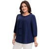 Women's Plus Size Tie Crew Neck 3/4 Ruffle Sleeves Work Office Chiffon Blouses - Agnes Orinda - 2 of 4
