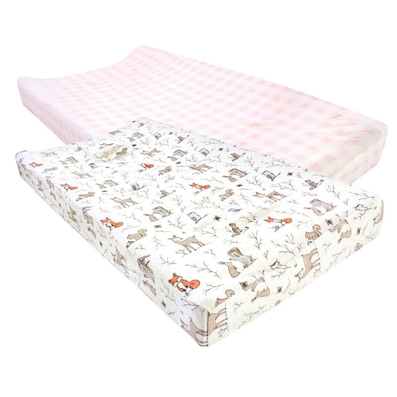 Hudson Baby Infant Girl Cotton Changing Pad Cover, Enchanted Forest, One Size, 1 of 4