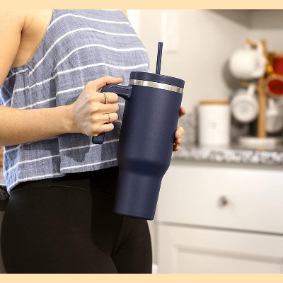 Black Leopard 40 oz Stainless Steel Insulated Tumbler with Handle