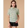 Allegra K Women's Vintage Floral Turnover Collar Split Neck Puff Short Sleeve Chiffon Blouse - 2 of 4