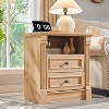 Nightstand with Charging Station & 2 Drawers, Farmhouse 26in Tall Nightstands with Roman Column, End Table for Bedroom - 4 of 4