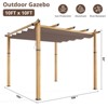 10x10 Ft Outdoor Aluminum Pergola, Heavy-Duty Woodgrain Patio Pergola with Retractable Canopy Sun Shade - 3 of 4