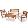 vidaXL Patio Furniture Set Set of 4 Brown Teak Wood Medium Durable - 2 of 4